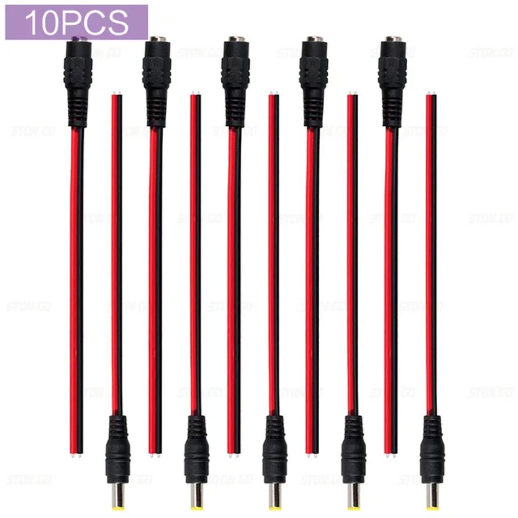 20/50PCS High-Quality 12V DC Male Female Connectors for Strip Lights - 5.5mm X 2.1mm Power Supply Adapter Plug Cable Wire Line J