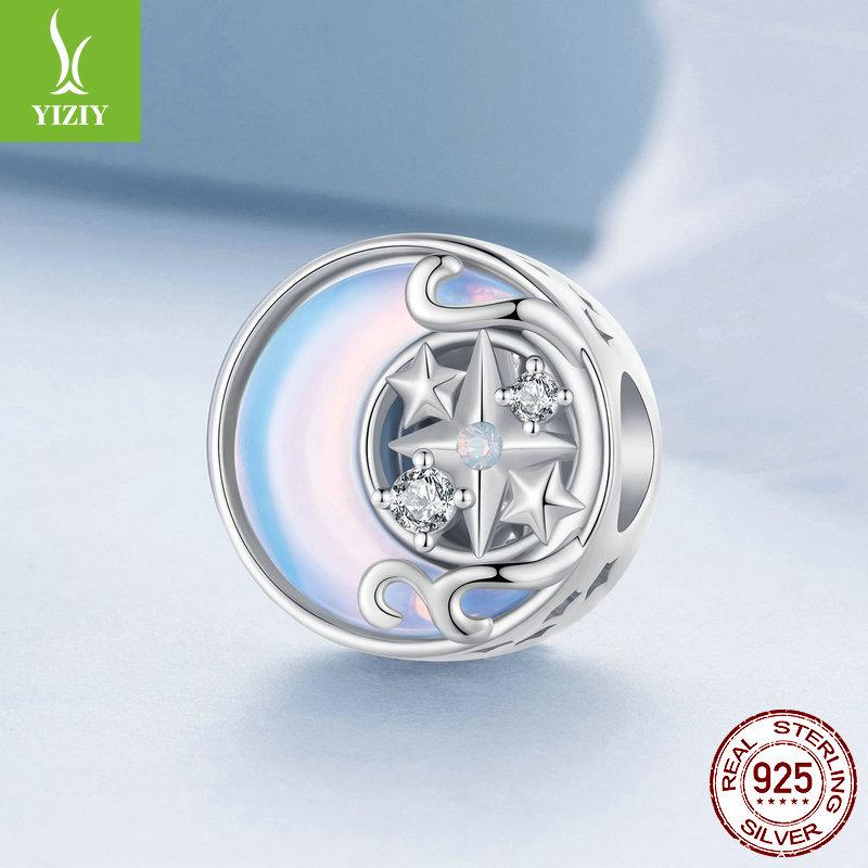 Silver Ziyun Moon Starburst DIY Bracelet Beads - S925 Sterling Silver, High-End, Light Luxury.