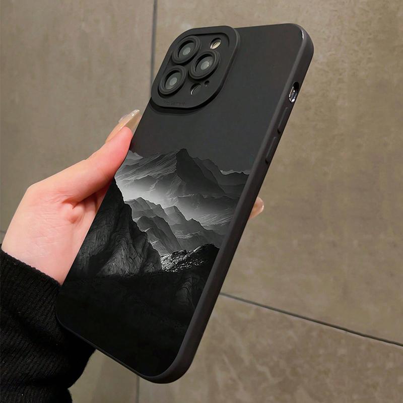 Black Mountain INS Design Silicone Phone Case For Xiaomi Redmi Note 14 13 12 Pro Plus 5G 12S 11 10 Redmi 12 13 14C 13C 12C Cover