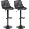 Set of 2 Bar Stools In Retro Design, Incl. Footrest, Height-Adjustable, Gas Lift, Black