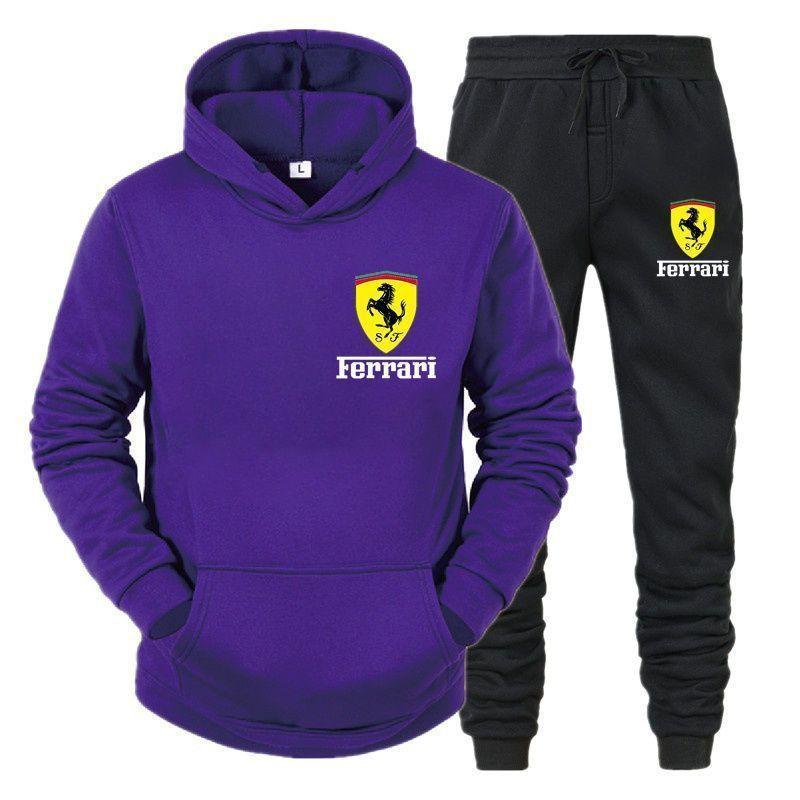 Ferrari Suit Spring and Autumn Men's and Women's Hooded Sweatshirts Personalized Trendy Casual Pullover Tops