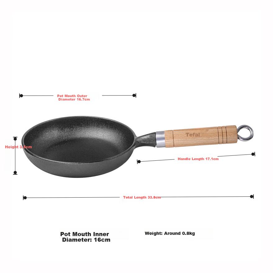 Telssida Cast Iron Small Frying Pan, Flat Bottom Pan, Egg Pan, Steak Pan,Uncoated Wrought Iron Pan, Mini Breakfast Pan