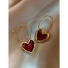 2 Pieces of Trendy Wine Red Heart-shaped Earrings for Women, Outdoor Travel, Carnival, Party, Holiday Dressing Gifts-8833