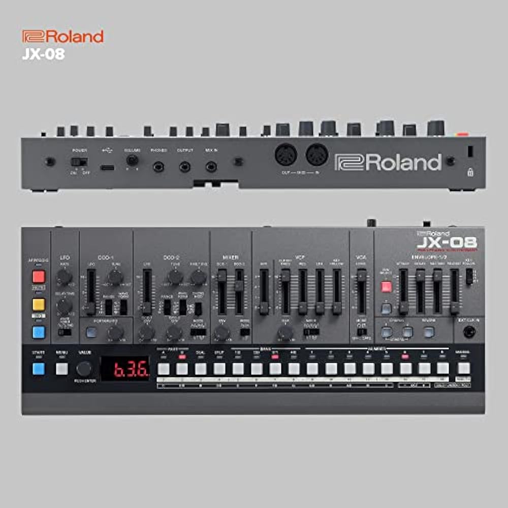 Roland ROLAND synthesizer JX-08 realistically reproduces JX-8P sound, equipped with a battery-pow...