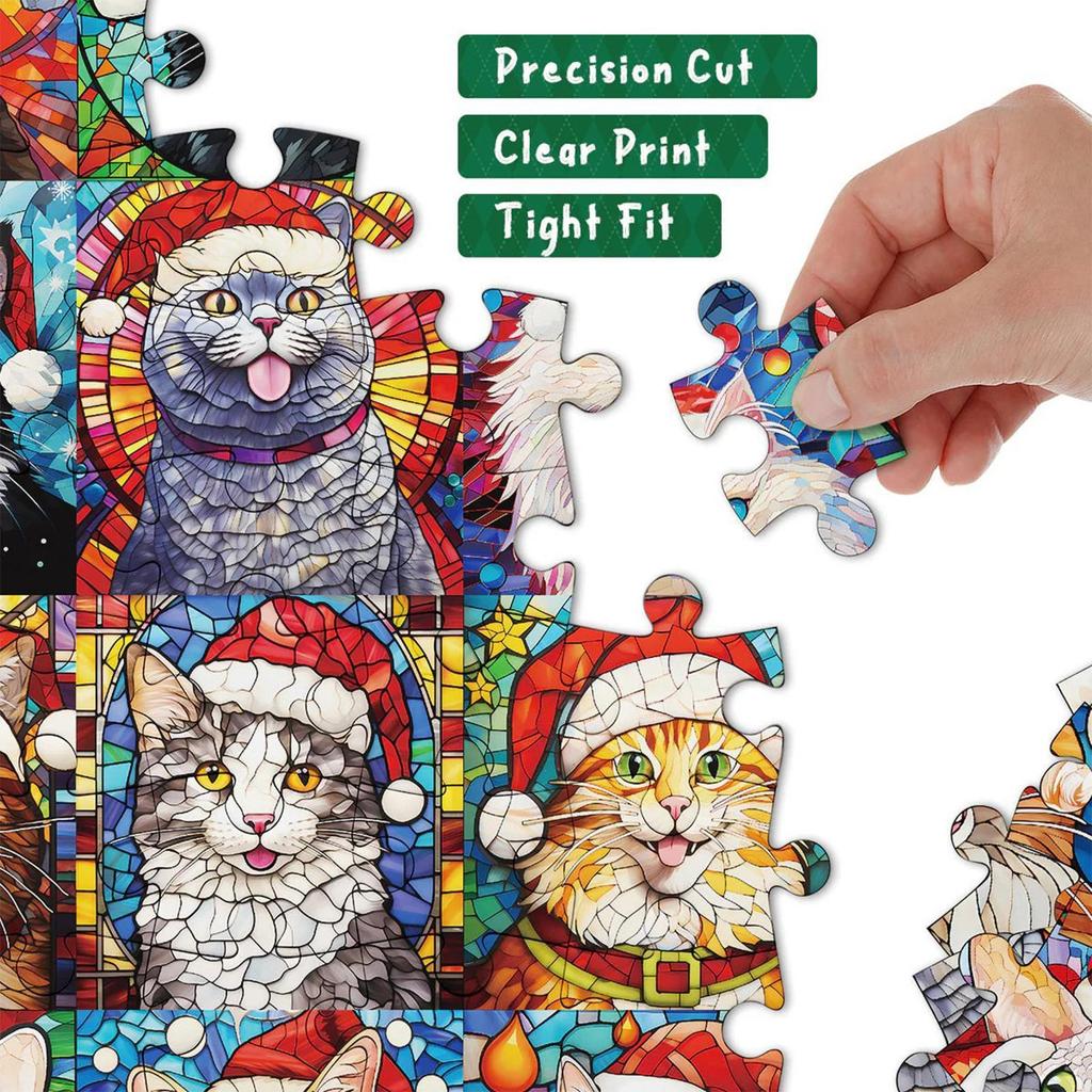 Christmas Advent Calendar Jigsaw Puzzle 1000 Pieces Cat Animal Puzzle 24 Days Countdown Toy Family Home Holiday Party Favors