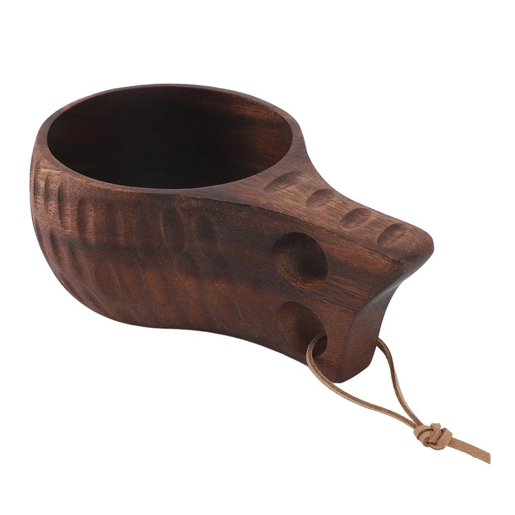 350ML Wooden Cup with Handle Portable Multifunctional Wood Mug Drinking Cup for Coffee Tea Milk Beverages