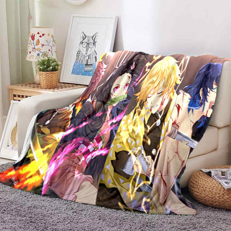 Japanese manga artist Koyoharu Gotouge's Demon Slayer blanket Soft and portable four season home bed, office travel, lunch break, warm blanket K24