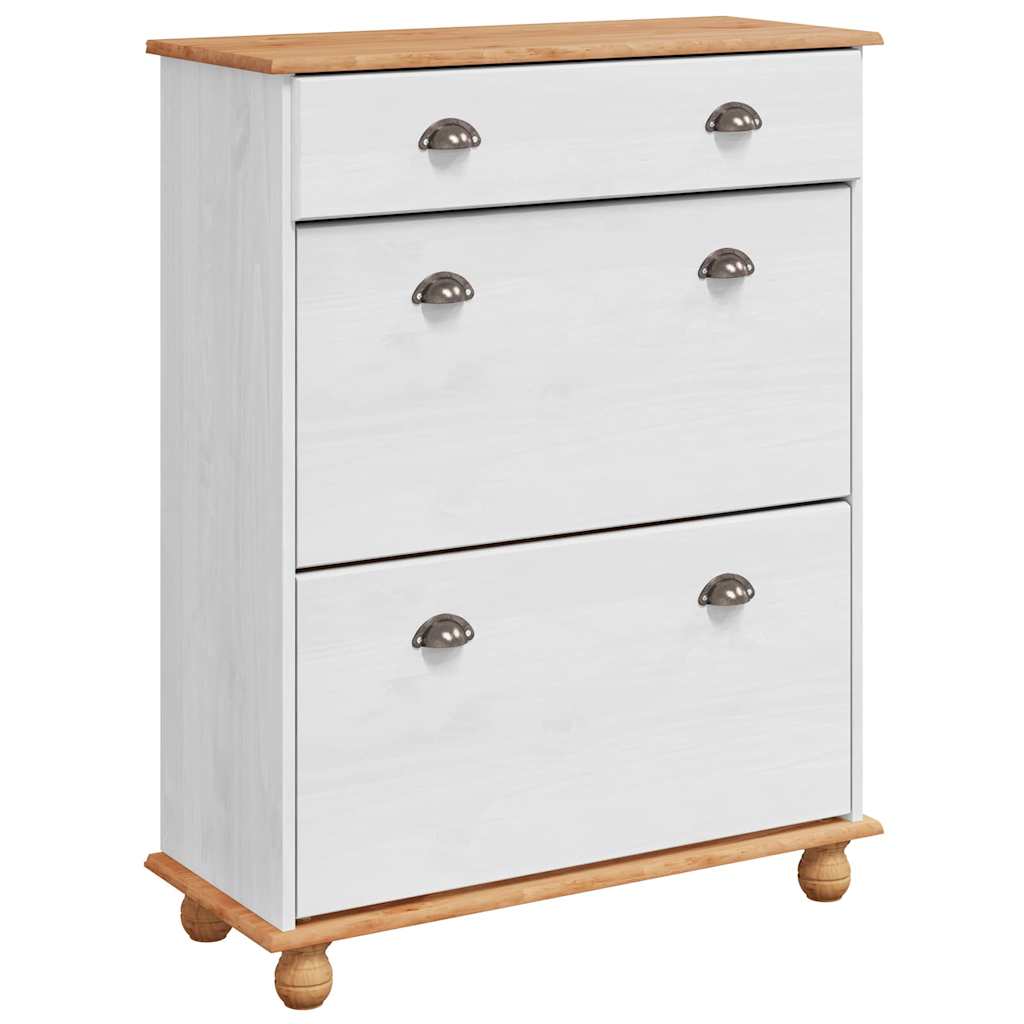 ASKIM Shoe Cabinet White 85 X 35 X 108 Cm Solid Pine Wood