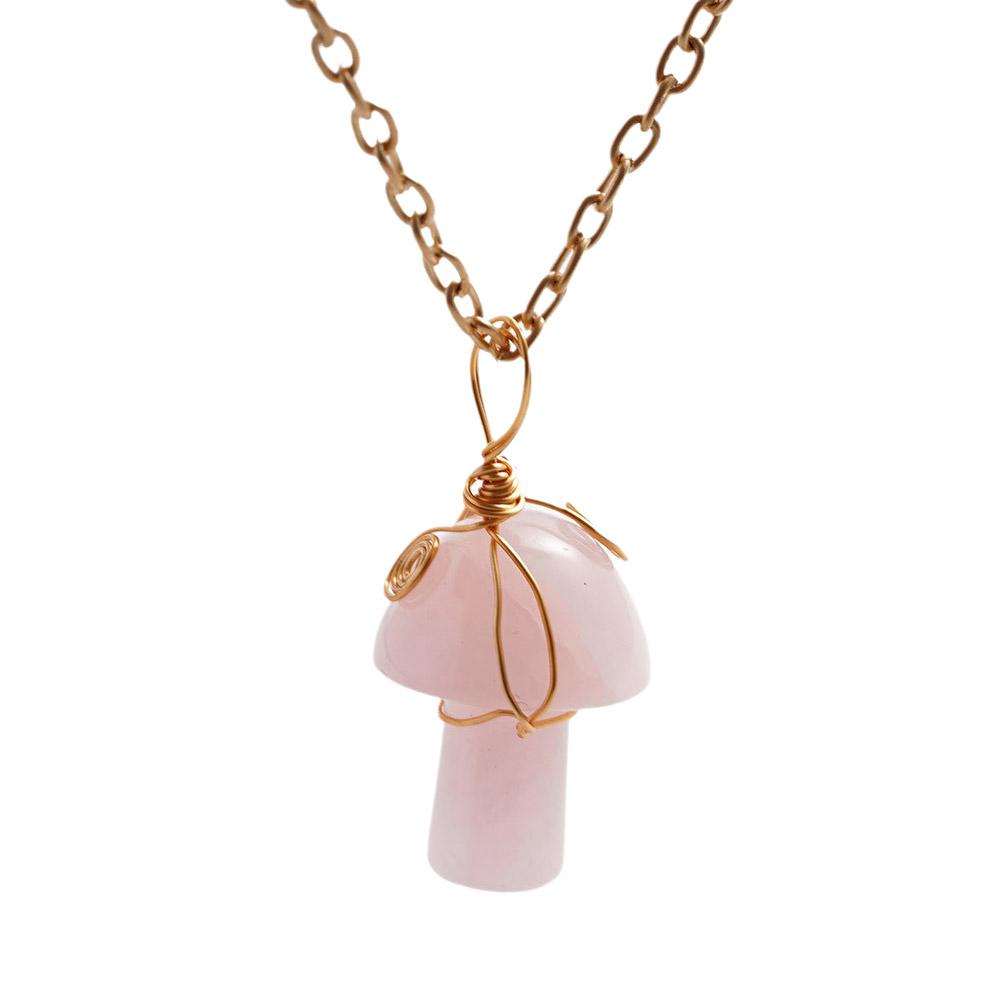 Natural Stone Crystal Mushroom Shape Pendant Fashion Reiki Design Gemstones 20mm Accessory Necklace Jewelry Healing DIY Bra