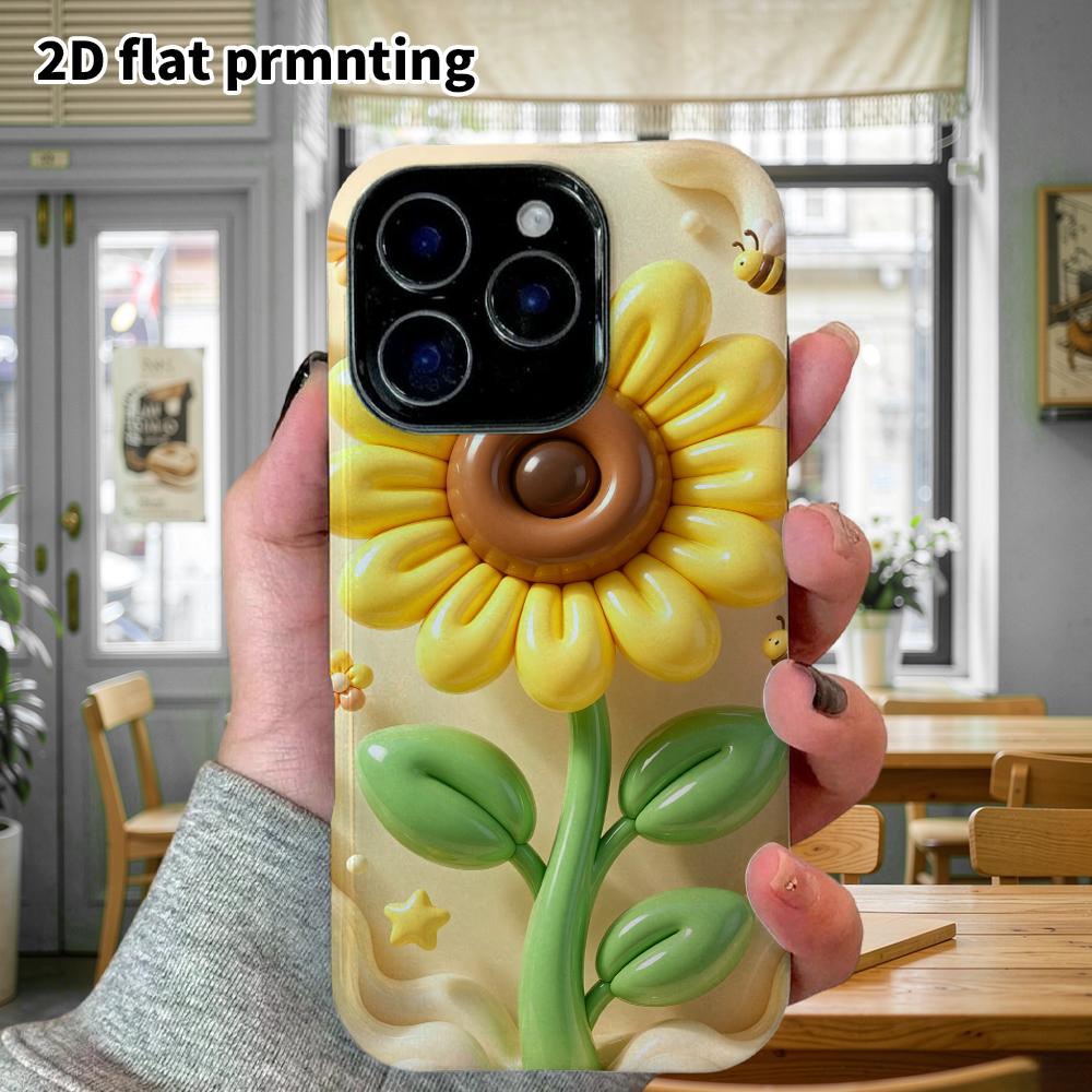 Phone Case: 2D Flat Design Suitable for iPhone 18 17 16 15 14 13 Pro Protective Case, Sunflower, Christmas and Halloween, Perfect Holiday Gift