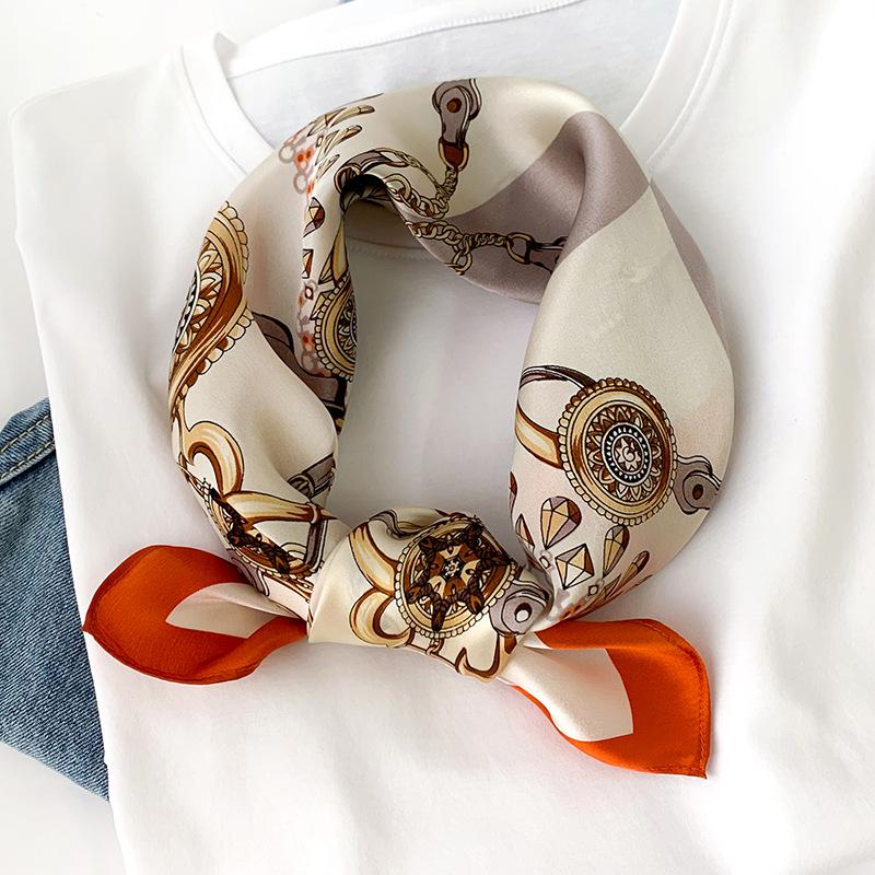 European and American Shield Fashion Spring and Summer 11 Silk Square Scarf Women's Multi-functional Decorative Mulberry Silk Scarf Small Silk Scarf