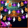 1pc 10/20/30LED Halloween Bat Ghost Pumpkin String Light Battery Operated For Home Bedroom Indoor And Outdoor Halloween Decor