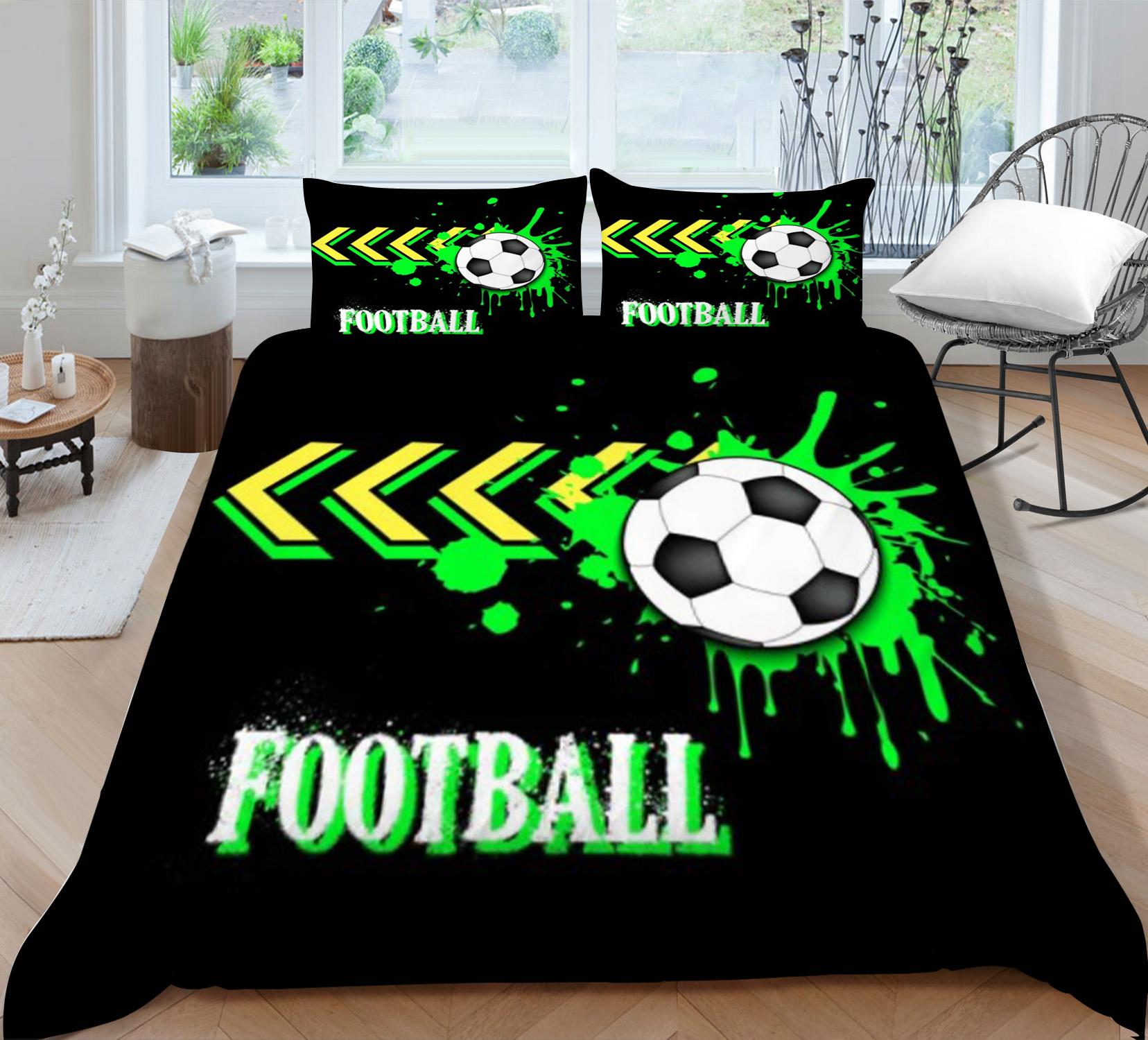 

Постільна білизна Костюм 3D Футбольний принт Покривала Домашня постільна білизна Модні підодіяльники Поліестерова наволочка М яка Single 135x200cm