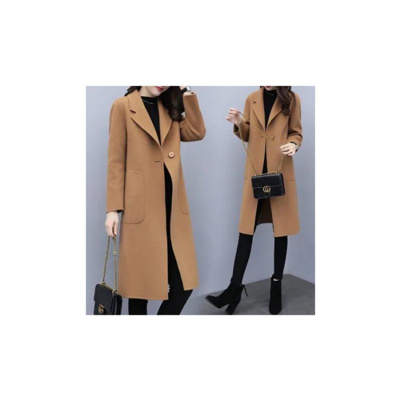 Korean Style Mid-Length Loose Woolen Coat - 2025 Trend, Autumn Winter, Plus Size, Thickened Women's Outerwear