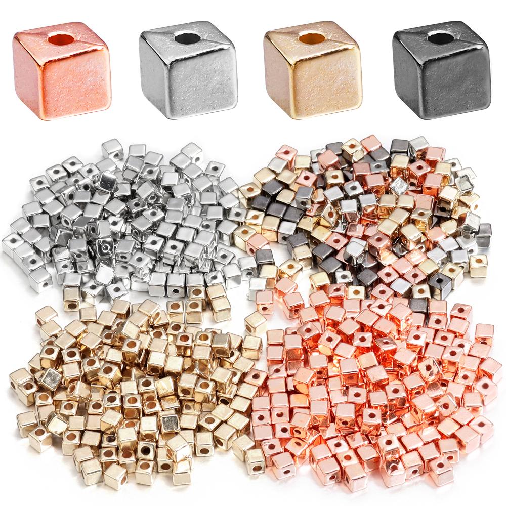 200-500Pcs 3 4 5mm CBB Square Beads For Jewelry Making Loose Spacer Plastic Beads DIY Bracelets Necklaces Supplies Wholesale