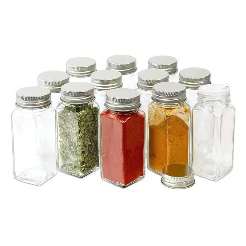120 ml Gewürzorganisator Gewürzglas Glasflasche Gewürzaufbewahrung Quadratische Behälter Gewürzbehälter Flasche