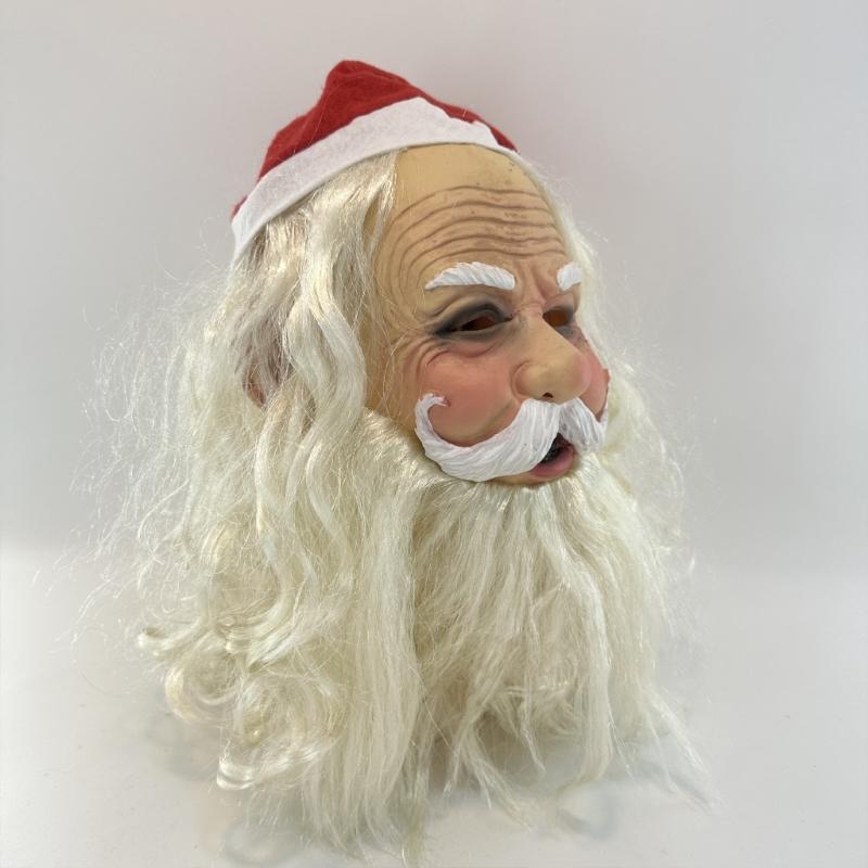 Halloween Party SantaClaus Latex Mask Party Dress Up Supplies Christmas SantaClaus Hat Mask Full Face SantaClaus Mask