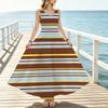 Women's Sleeveless Striped A-line Flowy Maxi Dress,Lightweight Elegant for Beach Vacation & Daily Casual