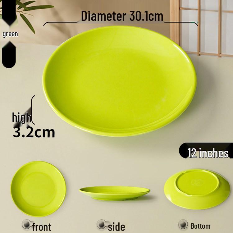 Melamine Round Plate: Porcelain-Look, Two-Color, for Commercial Use In Restaurants and Buffets - Perfect for Fast Food, Rice Bowls, and Cold Dishes.