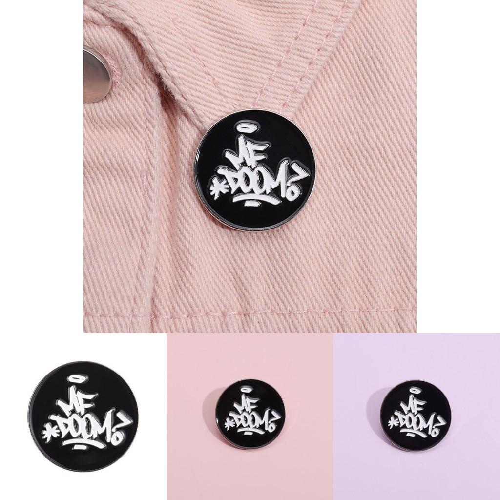 Doom Eyecatching Mf Letter Brooch In Durable Alloy For Unisex Hip Hop And Fashion Punk