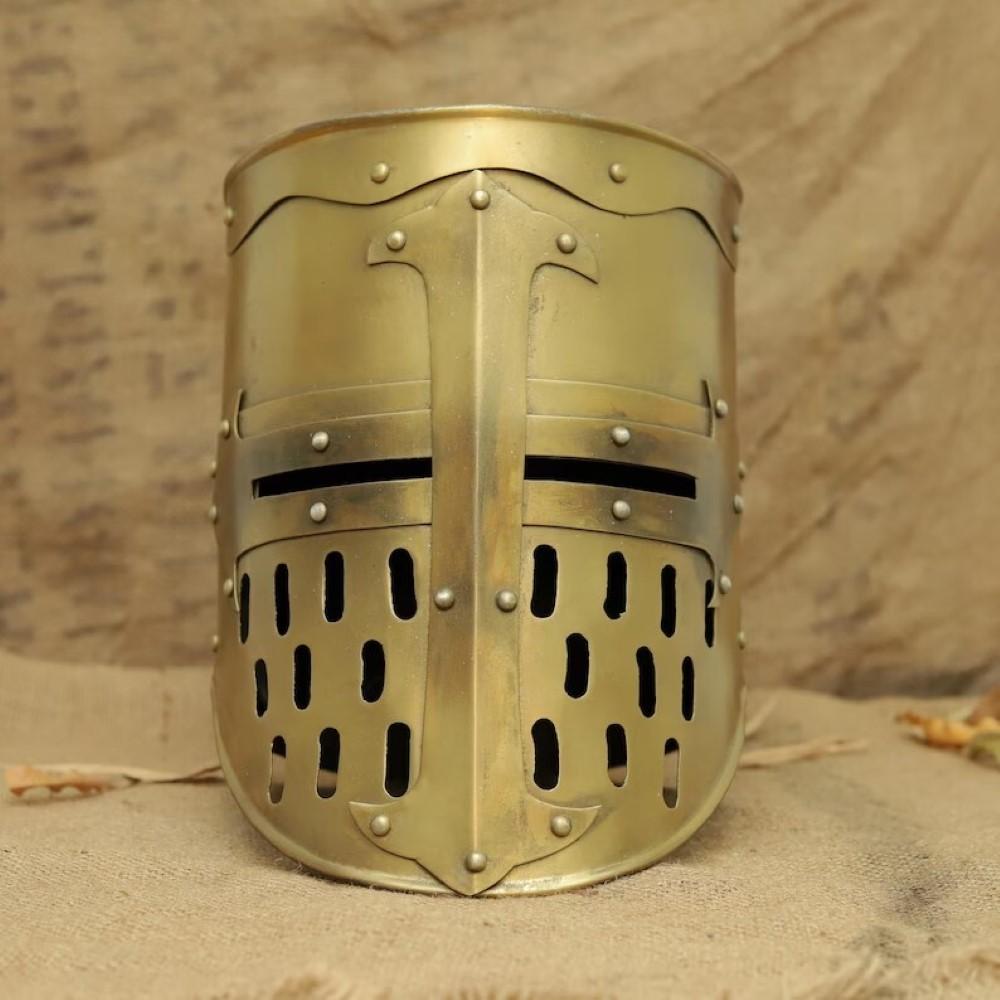 Casca de Cavaler Templier Cruciat Medieval, Recuzită, Cosplay, Oțel, Reconstituire Joc de rol, Costum Halloween, Cască Purtabilă, Cadou, Soț, Cadou pentru Bărbați