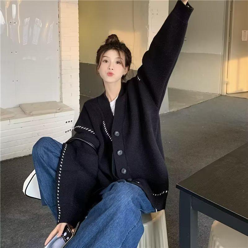 Men's Japanese Style Loose Knit Cardigan - Trendy, Versatile Winter Wear for Couples