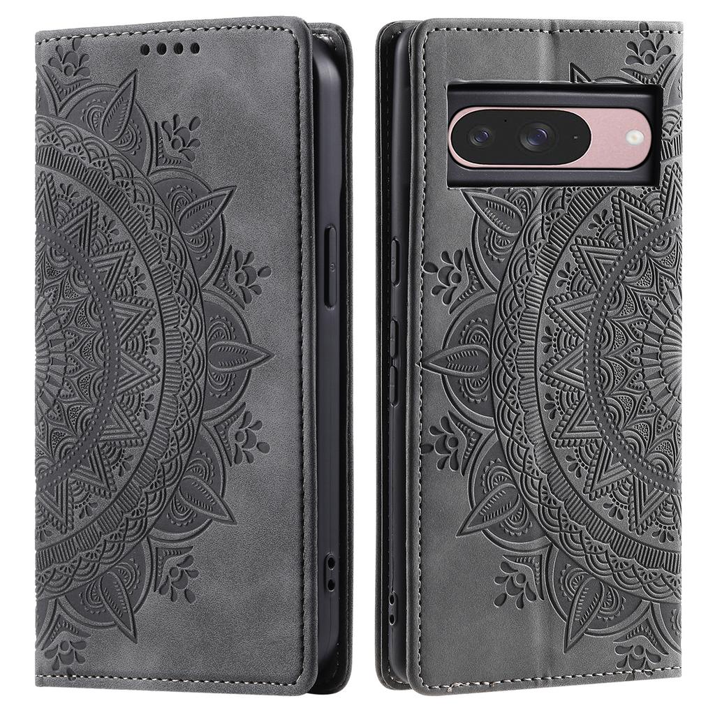 Style 010 For Google Pixel 9/9 Pro Case Mandala Pattern Magnetic Closing Leather Phone Cover