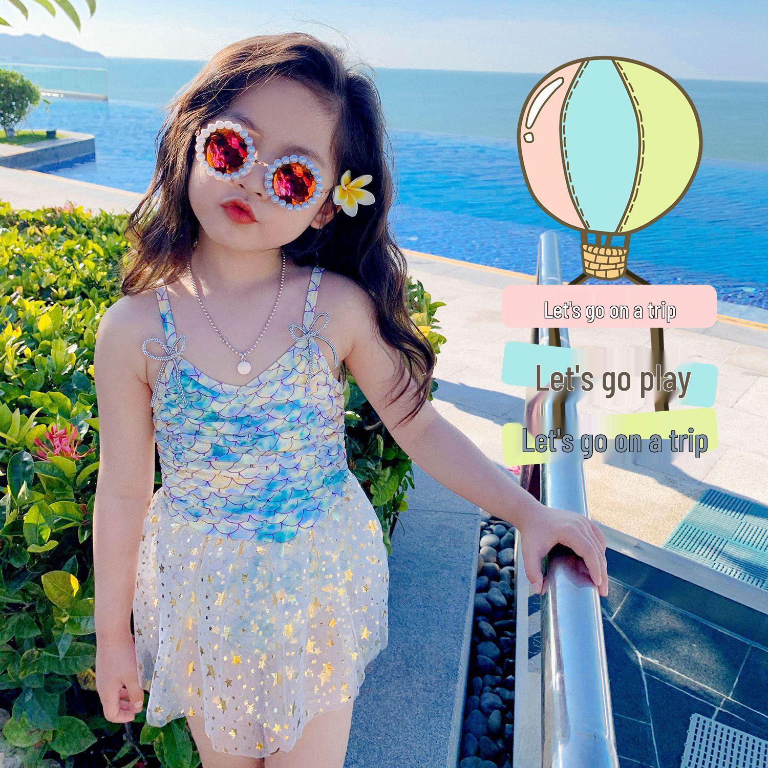 

Girls Sequin Star Mermaid One-Piece Swimsuit - Celebrity Hot Style 90