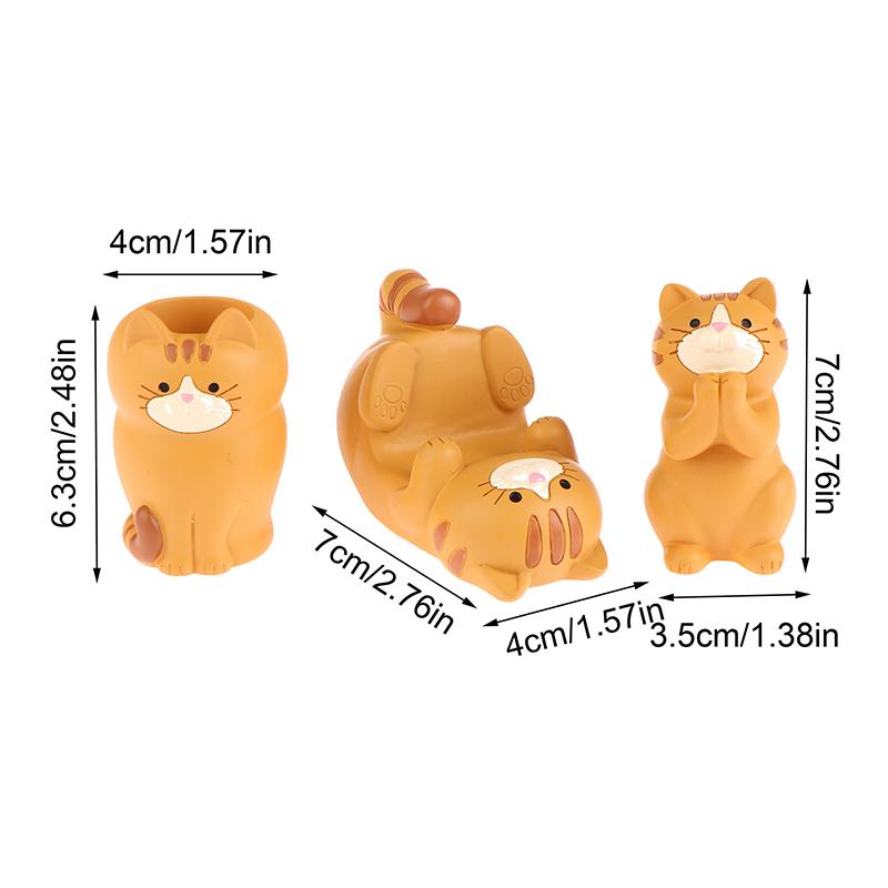 1Pc Japan Style Glasses Mobile Phone Holder Stationery Desktop Cat Decoration Collectible Home Decor Resin Craft Ornaments