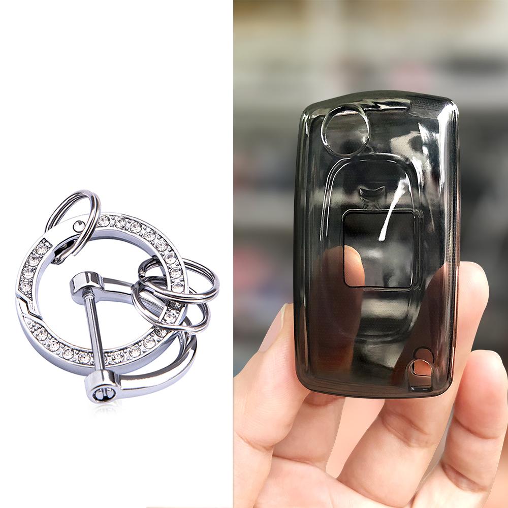 TPU Folding Key Case Cover Car Keychain Shell For Peugeot 206 207 208 307 308 408 407 3008 5008 4007 For Citroen C2 C5 C3 C4 C8