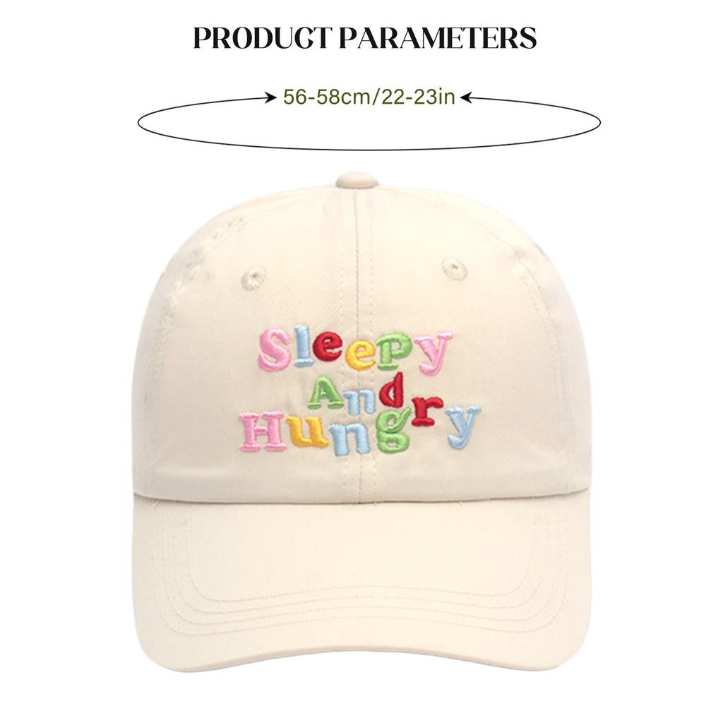 Embroidered Letter Baseball Cap Polyester Cotton Blend Adjustable Strap for Outdoor Activities