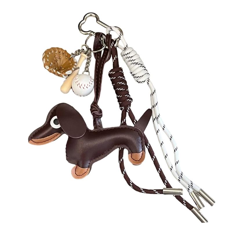 

Причудливые Уникальные Стили Такса Брелок Шарм Подвеска Прочные ПУ Материалы Аксессуар для Повседневного Использования Стильные Наряды кофейный