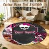 Monster High Personalized Round Rug Support Custom Name, Soft Home Decor Mat