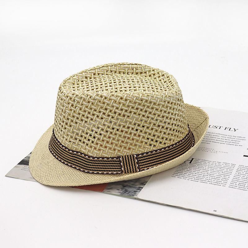 Hollow Breathable Hat Men's Beach Shade Sunscreen Jazz Hat Youth Straw Hat Fishing Hollow Breathable Hat Women