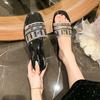 2025 Internet Celebrity Fashion Flat Slippers Summer Women Wear New Versatile Niche Design Rhinestone Slippers Women