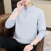 Men's Fleece-Lined Half-Zip Stand Collar Sweater - Solid Color Warm Autumn/Winter Base Layer Jacket