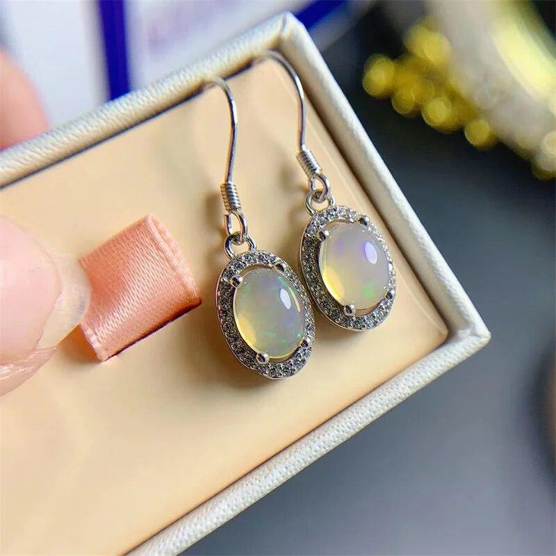 

Серьги-капли из натурального опала для женщин, серебро 925 пробы, 8X6 мм, элегантные изысканные роскошные ювелирные изделия на день рождения, подарок