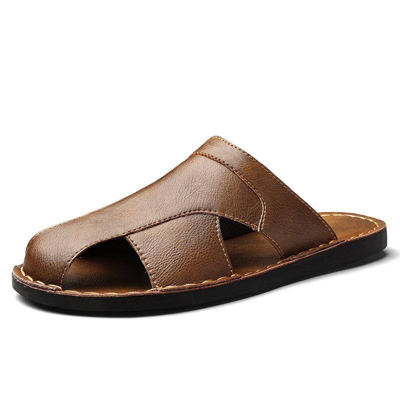 Men s Trendy Korean Style Non-slip Beach Sandals with Single Strap Size 42