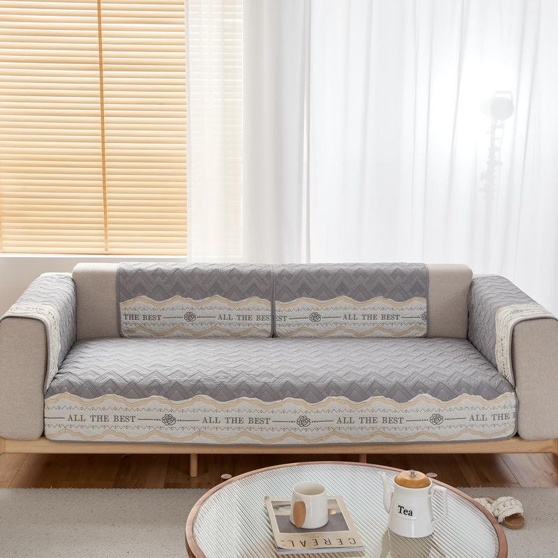 Modern Simple Sofa Cushion Pure Cotton Four-Season Universal Fabric Non-Slip Leather Sofa Cover Towel Straight Row Sofa Seat Cushion