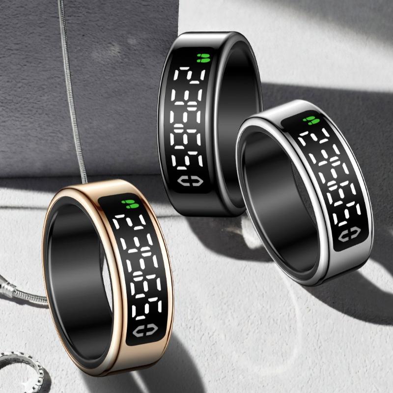 Smart Ring Men Women LED Screen Display Health Monitor Oxygen Sleep Monitoring Fitness Tracker Heart Rate Finger Rings