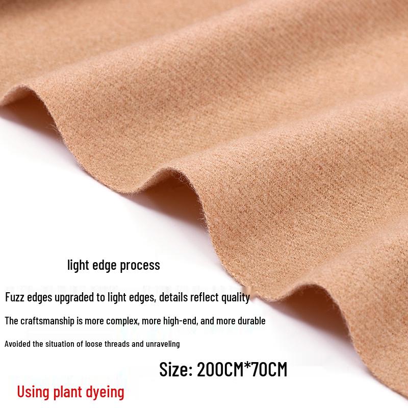 Women's Winter 2026 Red Wool-Blend Shawl - Solid Color Faux Cashmere Scarf