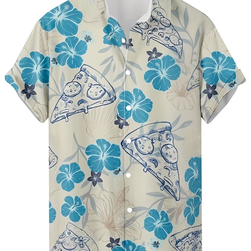 

Men s printed short sleeve button-down shirt with 3D heat transfer pattern, casual beach vacation street style XXL