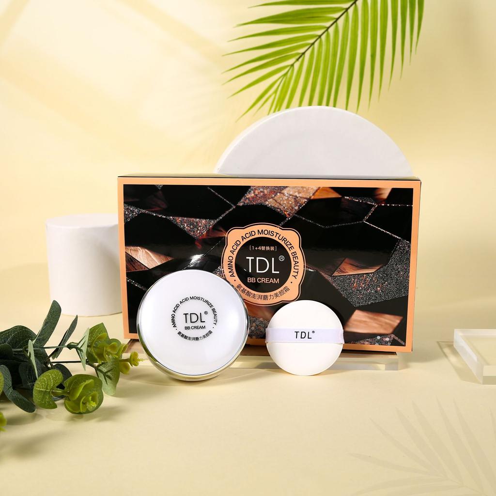 TDL Aminosyra Återfuktande Cushion BB Cream Långvarig Makeuptäckning, Återfuktande Soft Focus Foundation
