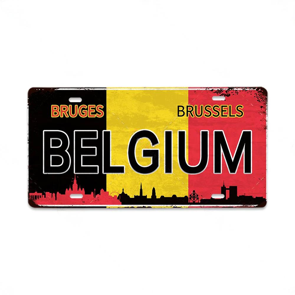 Retro License Plate Various Regions Metal Signs Posters Decor Italy Brazil Japan Poland Korea Ireland Bar Garage Plaque