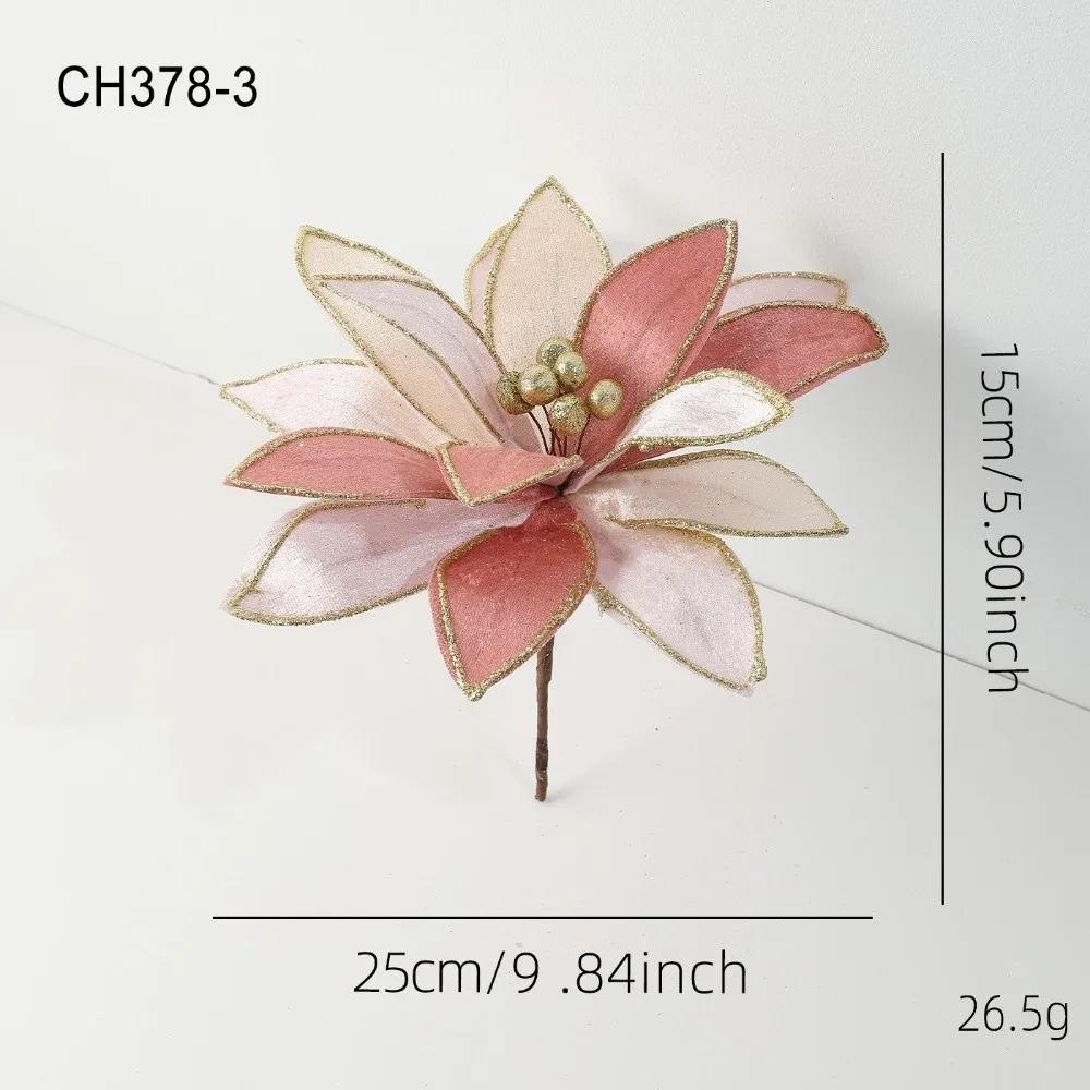 New Large Artificial Poinsettia Flower Sequins Glitter Simulation Flowers Sparkling DIY Christmas Flower New Year Festival