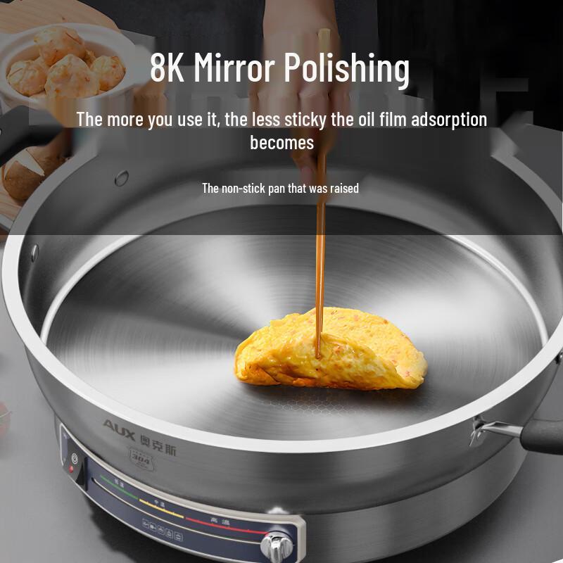 Aux Multi-functional Electric Pancake Maker – 304 Stainless Steel Frying Pan with Deepened and Enlarged Design for Household Use.