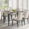 Dining Table for 4, Modern Kitchen Table with Sintered Stone Tabletop, Metal Legs, Brown