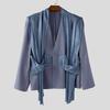 INCERUN Men V Neck Long Sleeve Glitter Ruffled Patchwork Thin Loose Party Blazer Coats