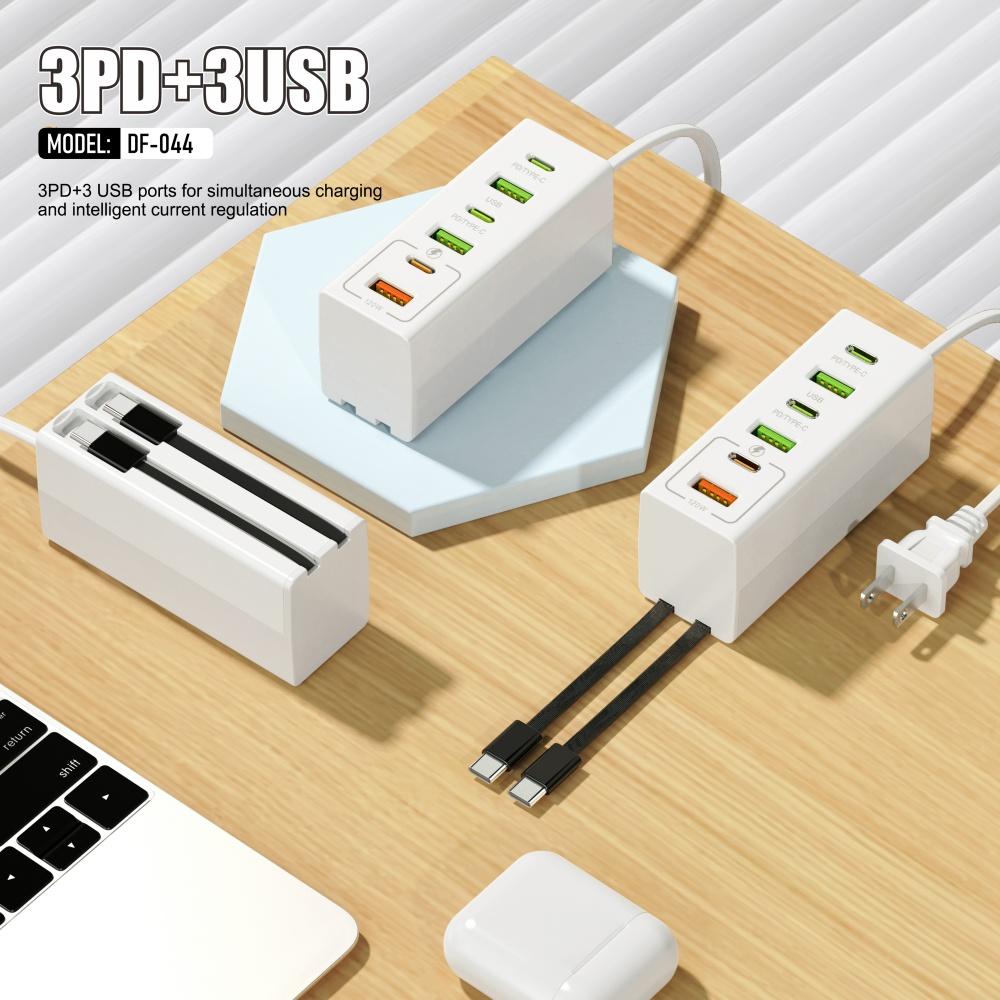 Total 120W USB Power Strip Type C Mobile Phone Charger Fast Charging Electrical Socket Power Strip EU US UK Plug Wall Adapters
