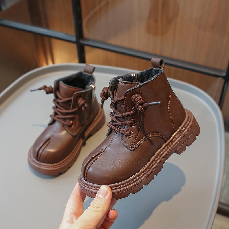 

Девочки осень и зима новые маленькие девочки зарубежный стиль британский ветер маленькие детские кожаные ботинки плюс кашемир два хлопка маленькие девочки ботильоны 33 темно-коричневого